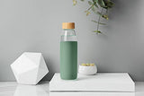 veegoal Glass Water Bottles 25 Oz Borosilicate with Bamboo Lid, BPA-FREE, Non-Slip Silicone Sleeve, and Stainless Steel Leak Proof Lid - Reusable Glass Bottle for Men and Women