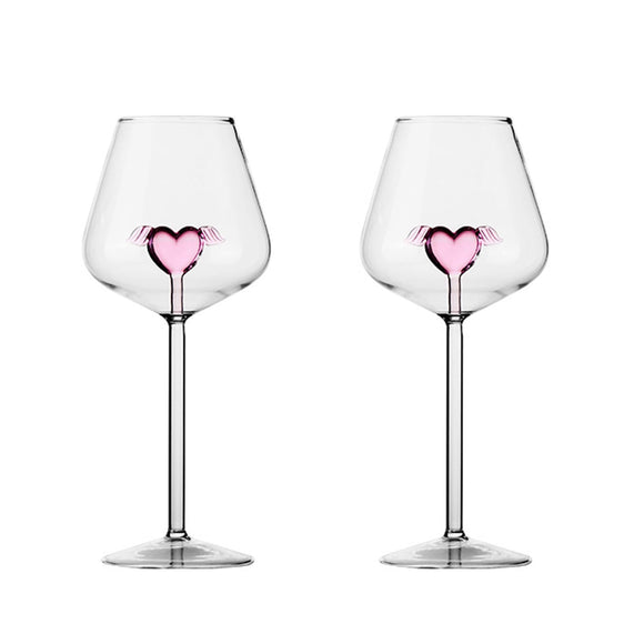 Pink Love Red Wine Cup, Crystal Red Wine Glasses, Romantic Heart Shaped Wine Glasses, Creative Glass Wine Goblet, Champagne Goblet Drinking Cup For Wedding Valentine Party(#3)