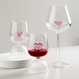 Pink Love Red Wine Cup, Crystal Red Wine Glasses, Romantic Heart Shaped Wine Glasses, Creative Glass Wine Goblet, Champagne Goblet Drinking Cup For Wedding Valentine Party(#3)