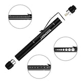 Pen Light, RISEMART Nurse Led Medical Penlight with Pupil Gauge for Nursing Students Doctors Black and Silver with Batteries