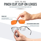 Clip-on Blue Blocking Eye Wear - Special Tinted Lenses Help You Sleep and Relax Your Eyes (Day & Night Combo Pack)