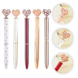 NUOBESTY Ballpoint Pens 3D Heart Ink Pen Metal Signature Pens Writing Pen for Office School Wedding Gift 5pcs Random Color