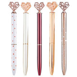 NUOBESTY Ballpoint Pens 3D Heart Ink Pen Metal Signature Pens Writing Pen for Office School Wedding Gift 5pcs Random Color