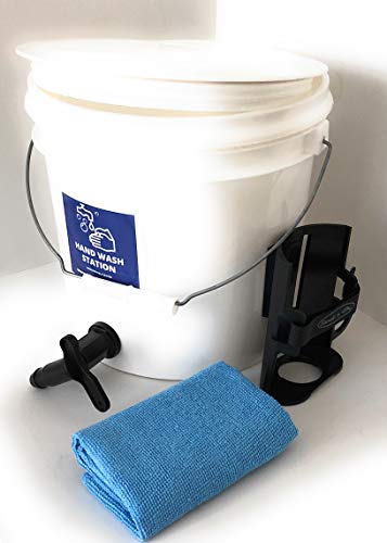 Scrub n Go Hand Wash Station 2 Gallon Portable Heavy Duty Bucket with Bottle Bracket and Easy Flow Faucet