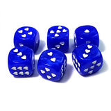 D6 16mm Six Sided Gaming Dice for Board Games, Activity, Casino Theme, Party Favors, Toy Gifts Marbleized Dice -Blue Marbleized Heart Cirrus