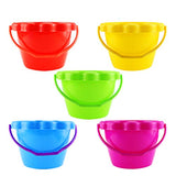 Faxco 5 Pack 6'' 1.5 L Plastic Small Bucket,Small Sand Pail Beach Toy,Beach Pails for Sand Molds at The Sandbox(5 Colors)