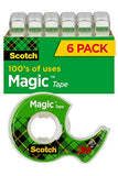 Scotch Magic Tape, 6 Rolls, Numerous Applications, Invisible, Engineered for Repairing, 3/4 x 650 Inches, Boxed (6122)