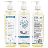 Puracy Hand Sanitizer Gel Set for Home and Office, Natural Citrus & Sea Salt 70% Alcohol Skin Softening Non-Drying Formula, 12 Fl Oz (3-Pack)