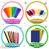 FUNZBO Arts and Crafts Supplies for Kids - Craft Kits for Kids with Construction Paper & Craft Tools, Girls Toys, DIY School Craft Project, Crafts for Kids Age 4-8, 4 Year Old Girl Birthday Gifts