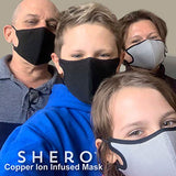 Copper Ion Infused 6 Layer Mask 2-pack (Gray, M/L) - Comfortable Protective Face Cover, Re-usable, Washable, Adjustable Ear Loop, Fluid Resistance, Made in Taiwan, Designed and Distributed in the US