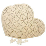 Cregugua Blank Wooden Heart Shaped Jigsaw Puzzle Unfinished Wooden Puzzle Board Wooden Heart Shaped Canvas for DIY with 39 Pieces (11.2x8.4 in, 3 Pack)