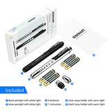 Pen Light, RISEMART Nurse Led Medical Penlight with Pupil Gauge for Nursing Students Doctors Black and Silver with Batteries