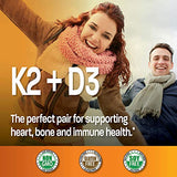 Vitamin K2 (MK7) with D3 Supplement Bone and Heart Health Non-GMO Gluten Free Formula 5000 IU Vitamin D3 & 90 mcg Vitamin K2 MK-7 Easy to Swallow Vitamin D & K Complex, 120 Capsules