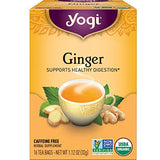 Yogi Tea - Ginger Tea (6 Pack) - Supports Healthy Digestion - Soothing and Spicy Blend - Caffeine Free - 96 Organic Herbal Tea Bags