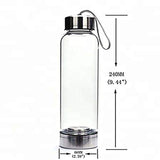 SeaHome Crystal Glass Water Bottle, Water Bottle with Gemstone Center Crystal Elixir Bottle with Natural Crystal Point Healing Obelisk Wand Energy Cup
