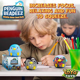 YoYa Toys Beadeez Penguin Stress Relief Balls (Set of 3) - Anxiety Relief Squeezing Squishy Balls for Kids and Adults - Funny Fidget Sensory Toy Filled with Water Beads - ADHD Hand Finger Exerciser