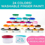 Horizon Group USA Finger Paint, 24 Pack, Safe & Non-Toxic Washable Finger Paint, Resealable Jars of Finger Paint in 24, Washes Off with Soap & Water, Perfect for Creative Sensory Play, Multi