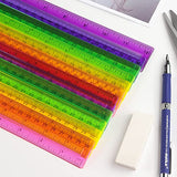12 Pack Color Transparent Ruler Plastic Rulers, Metric Bulk Rulers with Inches and Centimeters, Kids Ruler for School, Home, Office, 12 Inches