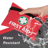 Mini First Aid Kit, 110 Pieces Small First Aid Kit - Includes Emergency Foil Blanket, CPR Respirator, Scissors for Travel, Home, Office, Vehicle, Camping, Workplace & Outdoor (Red)