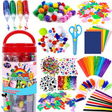 FUNZBO Arts and Crafts Supplies for Kids - Craft Kits for Kids with Construction Paper & Craft Tools, Girls Toys, DIY School Craft Project, Crafts for Kids Age 4-8, 4 Year Old Girl Birthday Gifts