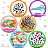 FUNZBO Arts and Crafts Supplies for Kids - Craft Kits for Kids with Construction Paper & Craft Tools, Girls Toys, DIY School Craft Project, Crafts for Kids Age 4-8, 4 Year Old Girl Birthday Gifts