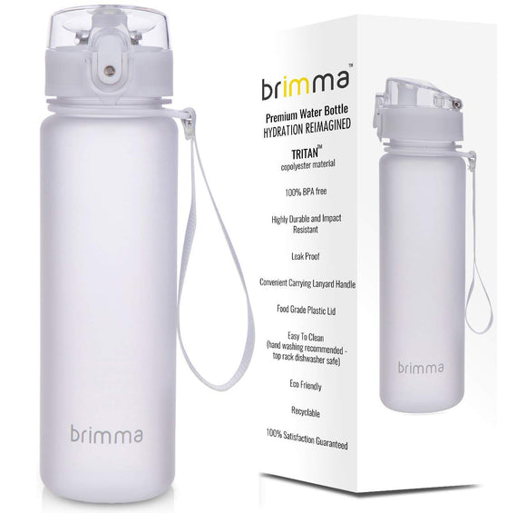 Brimma Premium Sports Water Bottle with Leak Proof Flip Top Lid - Eco Friendly & BPA Free Tritan Plastic - Must Have for The Gym, Yoga, Running, Outdoors, Cycling, and Camping