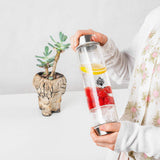 Ayana Wellness Gem Water Infusion Bottle Gemwater Elixir Infused with Crystal Energy | BPA Free Borosilicate Glass | with Tea Infuser | Includes Real Clear Quartz and Black Tourmaline Gemstones
