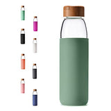 veegoal Glass Water Bottles 25 Oz Borosilicate with Bamboo Lid, BPA-FREE, Non-Slip Silicone Sleeve, and Stainless Steel Leak Proof Lid - Reusable Glass Bottle for Men and Women