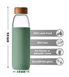 veegoal Glass Water Bottles 25 Oz Borosilicate with Bamboo Lid, BPA-FREE, Non-Slip Silicone Sleeve, and Stainless Steel Leak Proof Lid - Reusable Glass Bottle for Men and Women