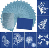 Sun Print Paper Kit Cyanotype Paper, 24 Sheets Cyanotype Papers with 1 Sheet Acrylic Panel, High Sensitive Nature Sun/Solar Activated Sun Printing Art Paper for Arts Crafts DIY Project