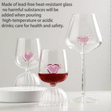 Pink Love Red Wine Cup, Crystal Red Wine Glasses, Romantic Heart Shaped Wine Glasses, Creative Glass Wine Goblet, Champagne Goblet Drinking Cup For Wedding Valentine Party(#3)