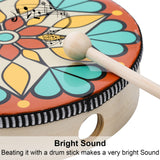 Foraineam 10 Inch & 8 Inch Hand Drum, Musical Percussion Instrument Colorful Wood Frame Drum with Drum Stick