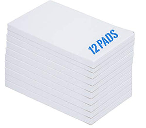 1InTheOffice Memo Pads, Memo Note Pads, Unruled White Scratch Pads, 3x5, 100 Sheets, 12/Pack