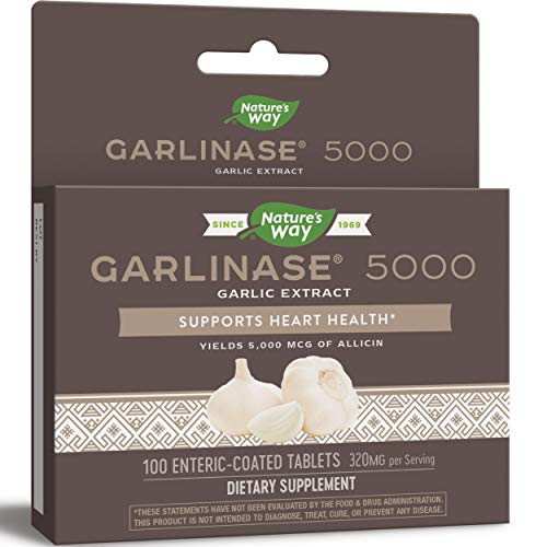 Nature's Way Garlinase 5000; 3.4% Garlic Extract Per Serving; 100 Enteric-Coated Tablets (Packaging May Vary)