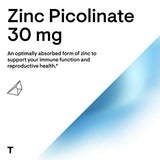 Thorne Research - Zinc Picolinate 30 mg - Well-Absorbed Zinc Supplement for Growth and Immune Function - NSF Certified for Sport - 60 Capsules