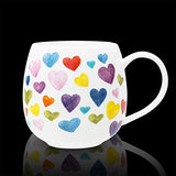 Cute Mugs Colorful Heart Shaped Ceramic Coffee Mug Cups, 13oz Fine Bone China Heart Mug Perfect Birthday Gifts Christmas Mugs for Women Mom Friends Coworker Boss
