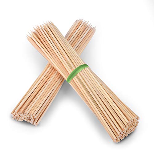 Minisland Premium 12 Inch Bamboo Skewers for Kabobs 4mm Thick Round BBQ Food Sticks 100 Counts in 2 Packs, Many Sizes Choices 4.7