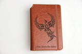 Phoenix Journal with Custom text or custom quote engraved leather bound, strip with the same color to keep it closed, jotter, scribbling pad scribbling block, notebook scratch