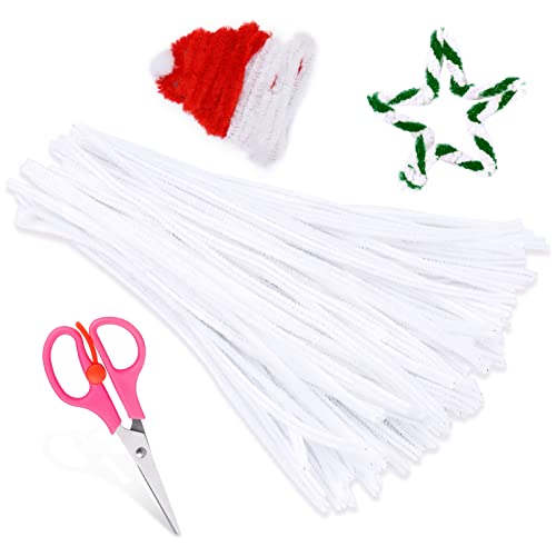 Zxiixz 100 PCS Pipe Cleaners, White Chenille Stems Creative Craft Pipe Cleaners for Crafts Decorations, Boutiques, Sewing, Weddings, Home