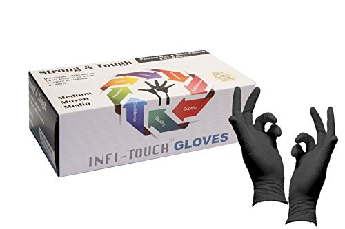 Heavy Duty Nitrile Gloves, Infi-Touch Strong & Tough, High Chemical Resistant, Disposable Gloves, Powder-Free, Non Sterile (1, Medium)