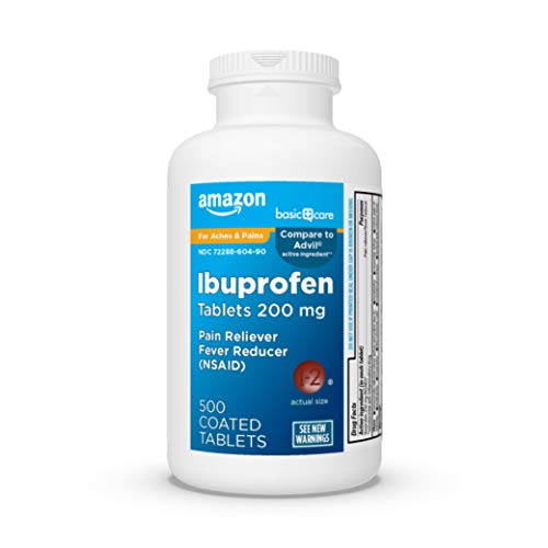 Amazon Basic Care Ibuprofen Tablets 200 mg, Pain Reliever/Fever (NSAID), 500 Count