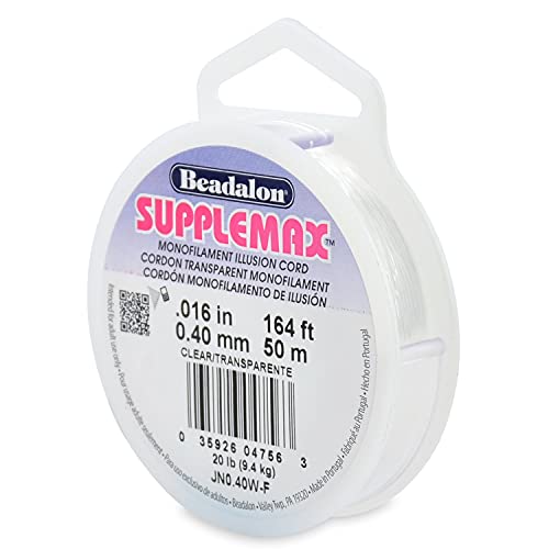 SuppleMax Illusion Beading Cord, 0.40 mm / .016 in, Clear Monofilament, 50 m / 164 ft