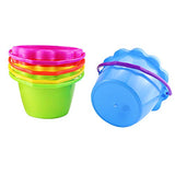 Faxco 5 Pack 6'' 1.5 L Plastic Small Bucket,Small Sand Pail Beach Toy,Beach Pails for Sand Molds at The Sandbox(5 Colors)
