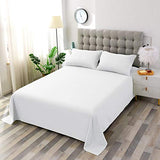 Toodou White Queen Bed Top Sheet is Made of Soft Wrinkle Resistant Microfiber and The Luxurious Solid Color Flat Sheet is Comfortable and Durable