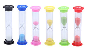 I-MART Plastic Sand Timer Sandglass Hourglass Sand Clock Timer 30 sec, 1 min, 2 mins, 3 mins, 5 mins, 10 mins (Pack of 6)