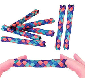 Zugar Land Cool Colorful Classic Bamboo Chinese Finger Traps (5") for Kids and Adults. (Dark - Multi Color (12 Pack))