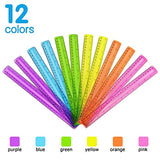 12 Pack Color Transparent Ruler Plastic Rulers, Metric Bulk Rulers with Inches and Centimeters, Kids Ruler for School, Home, Office, 12 Inches