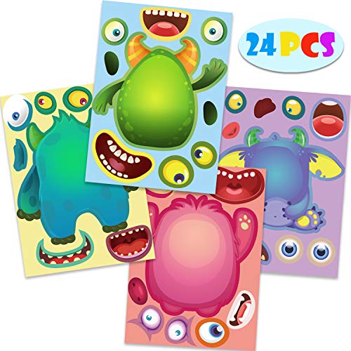 GEGEWOO Make A Monster Stickers Halloween Stickers for Kids Halloween Party Supplies Activities for Monster Themed Birthday Party Games