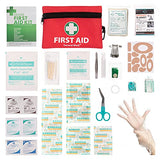 Mini First Aid Kit, 110 Pieces Small First Aid Kit - Includes Emergency Foil Blanket, CPR Respirator, Scissors for Travel, Home, Office, Vehicle, Camping, Workplace & Outdoor (Red)