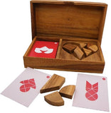 Logic Heart Tangram Set with play Cards Wooden Puzzle Game